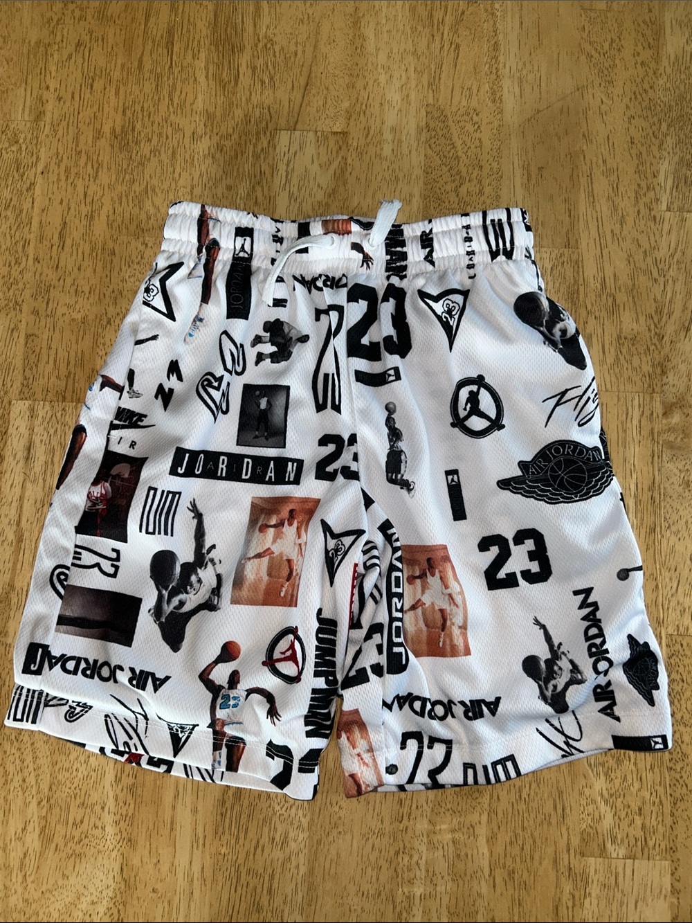 Jordan White Graphic Logo & 23 Print Athletic Shorts